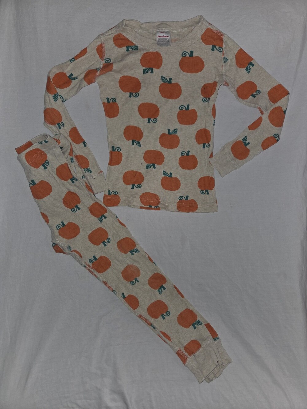 Hanna Andersson Kids Pumpkin Print Pajama Set - Cream & Orange 110/5